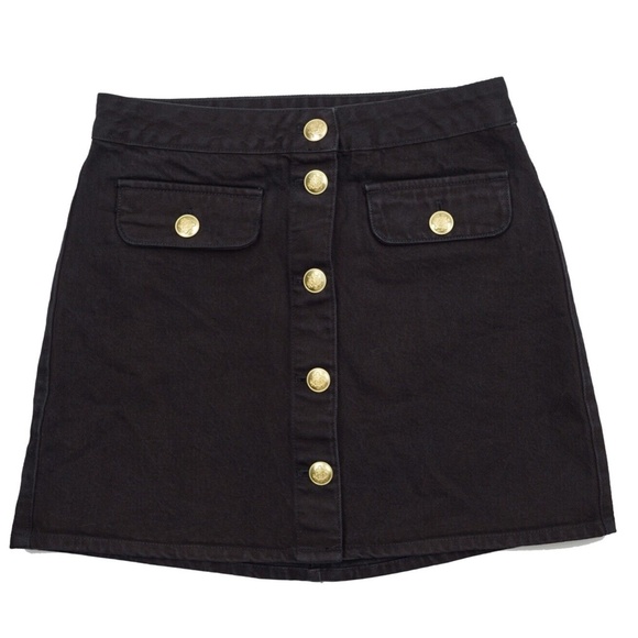 New J.CREW Sz 6 Button-Front Denim Mini Skirt in Black Wash $128 - Picture 5 of 7